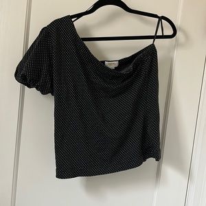 Anthropology polka dot one shoulder top